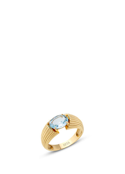 Blue Topaz Gemstone Heirloom Kadın Altın Yüzük