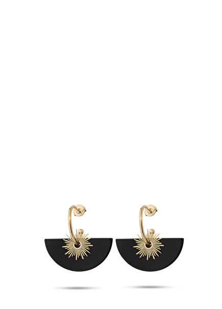 Jiji Gold Gold Plated Steel Women Earrings with Black Natural Stones