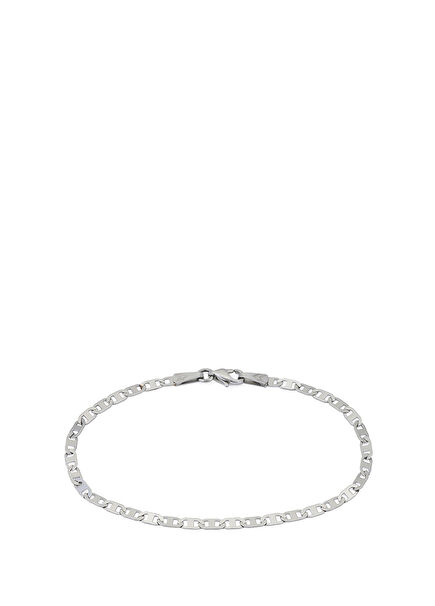 Bar Zincir Gümüş Kaplama Erkek Çelik Bileklik