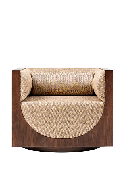 Cube Lounge Beige Walnut Armchair