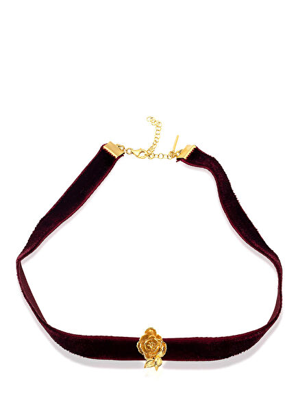 Peony 24 Ayar Altın Kaplama Kadife Kadın Choker