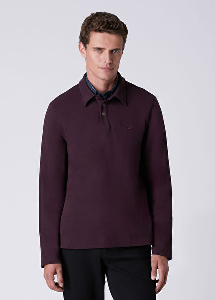 Comfort Fit Plum Polo Diagonal Sweatshirt