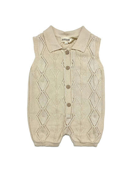 Sütlü Kahve Organik Pamuk Ajurlu Erkek Bebek Tulum