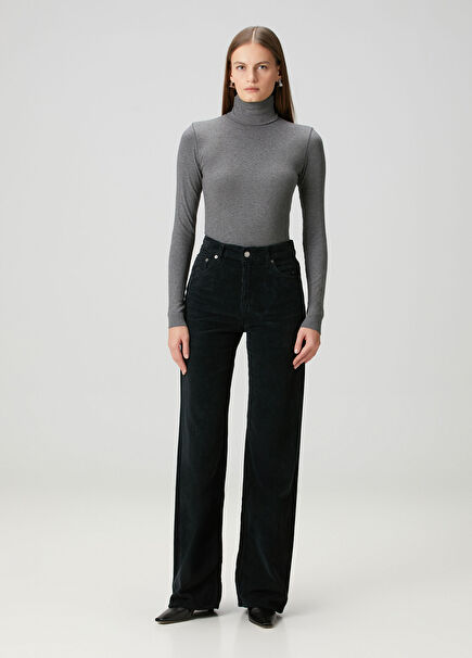 Korean Black Corduroy Jeans