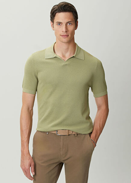 Çağla Brass Textured Short Sleeve Sweater