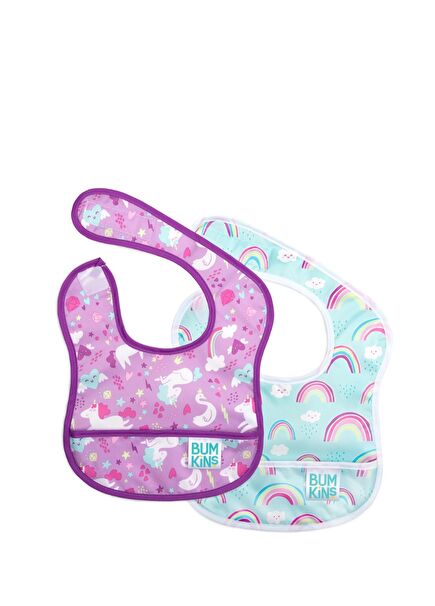 Rainbows & Unicorns Kız Bebek 2'li Başlangıç Mama Önlüğü
