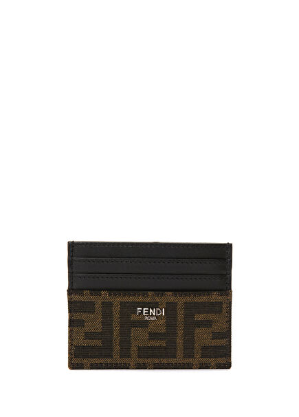 Brown Logo Patterned Men's Leather Card Holder