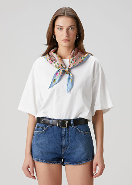 White Scarf Detailed T-Shirt