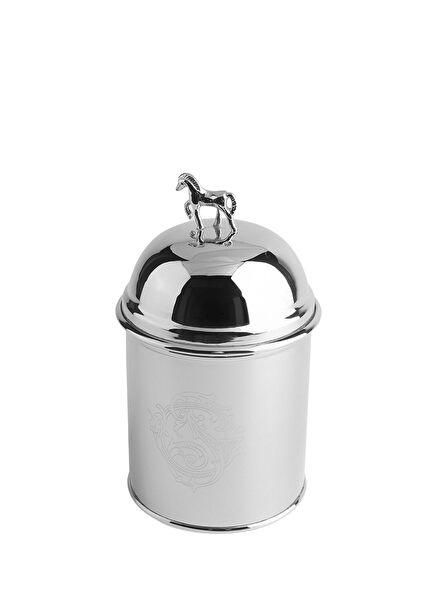 Silver Horse Figure Steel Decorative Jar