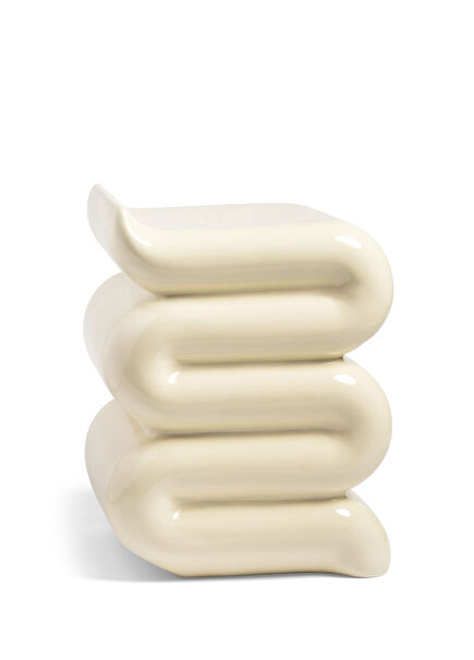 Krema Figürlü Beyaz Dekoratif Sütun Obje