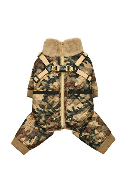 Bylur Jumpsuit Bej Tasmalı Köpek Tulumu