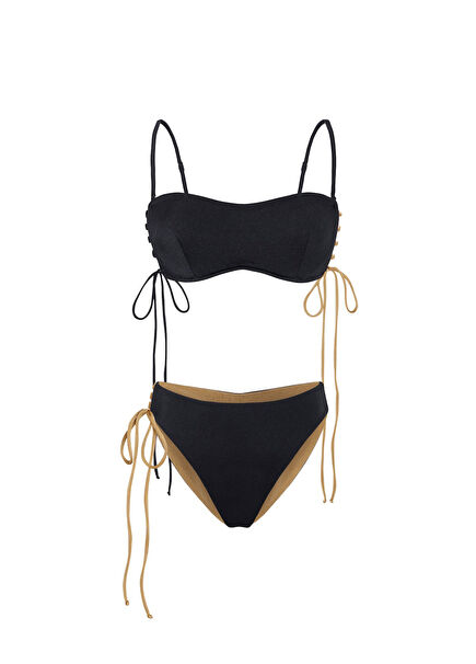 Nile Queen Siyah Altın Rengi Kadın Bikini Takımı