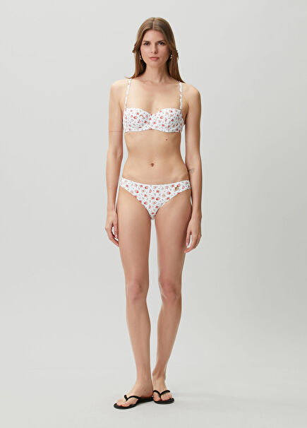 White Floral Print Bikini Set