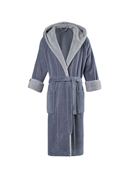 Alin Blue Cotton Unisex Bathrobe