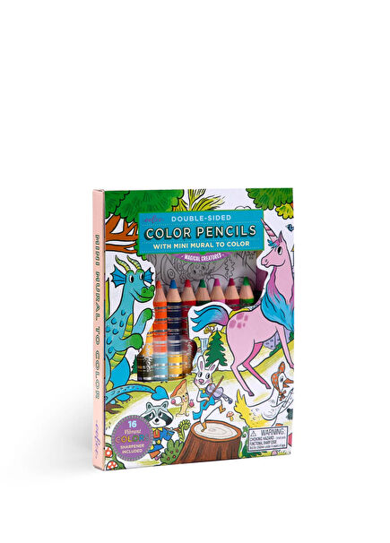 Magical Creatures Coloring Poster and 16 Colors Dry Paint Set