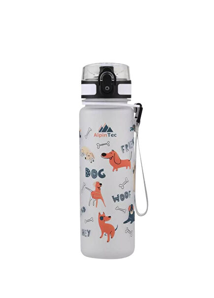 Grey Tritan Kids Water Flask with Dog Pattern 500 ml