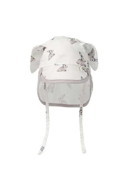 %100 Pamuk Iconique Lapin Müslin Ense Korumalı Bebek Şapkası 0-6 Ay