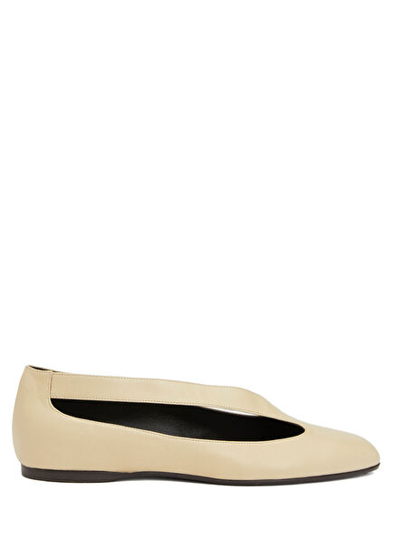 Ecru Leather Ballet Flats