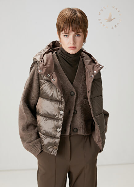 Vizon Kapüşonlu Puff Yelek