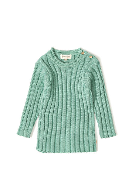 Green Organic Cotton Ribbed Baby Sweater