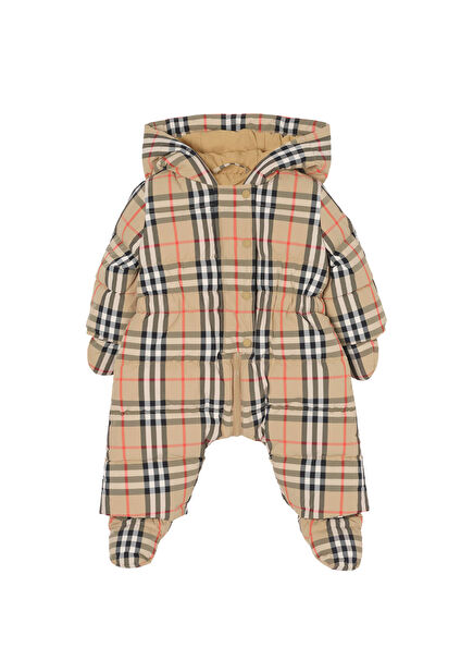 Harper Beige Hooded Unisex Kids Jumpsuit