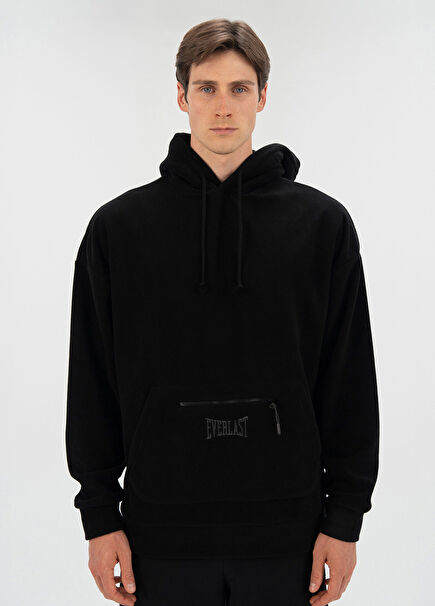 Winter Essentials Black Fleece Hooded Men's Sweatshirt