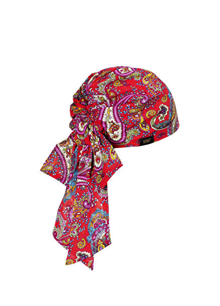 Neli Shawl Patterned Red Voile Women's Bandana