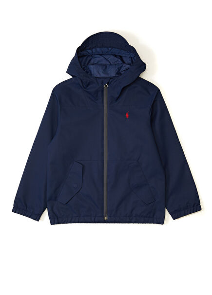Lacivert Kapüşonlu Unisex Çocuk Yağmurluk