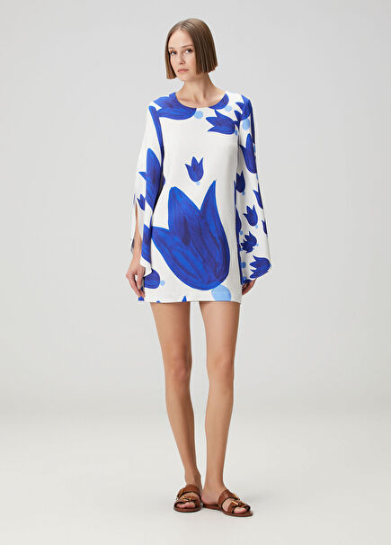 Theano White Blue Mini Dress