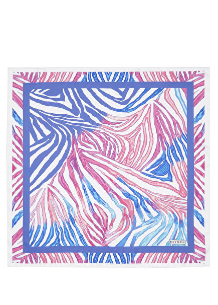 Pembe Mavi Kadın Saten Fular