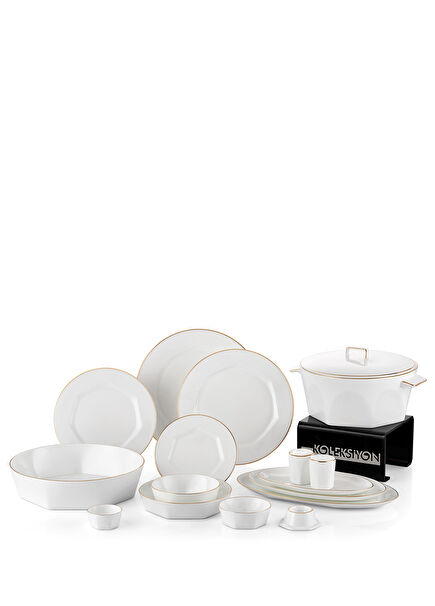 Mislina 12 Person Gold Border 122 Piece Dinner Set