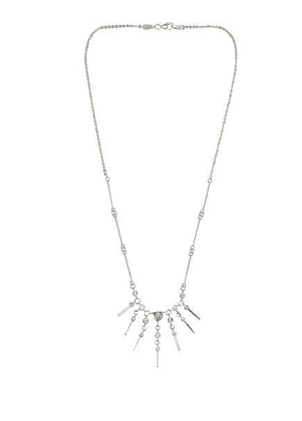 Triangle Stone 925 Sterling Bright Silver Women's Necklace