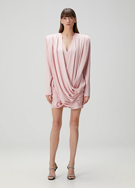 Pink Draped Mini Cocktail Dress