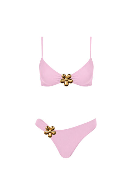 Flower Bomb Kendall Pudra Pembe Klasik Kadın Bikini Takımı