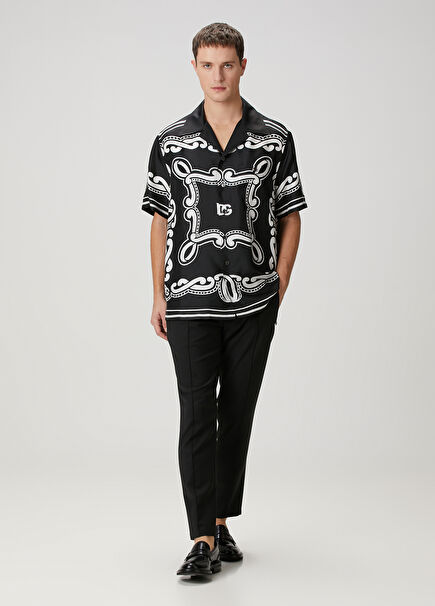 Black Waist Corded Wool Trousers