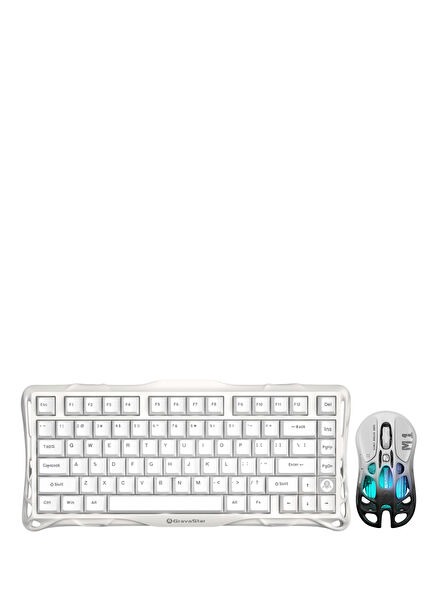 Mercury Beyaz K1 Lite+ M1 Pro Kablosuz Rgb Işıklı Mekanik Q Gaming Klavye ve Optik Mouse Seti