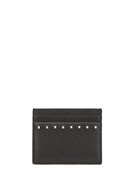 Rockstud Black Mens Leather Card Holder