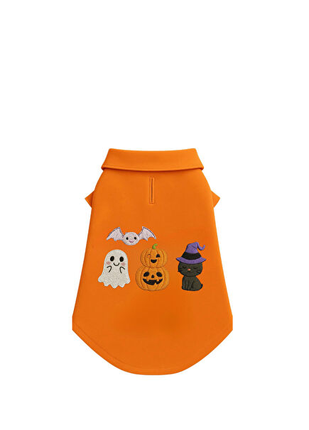 Baskılı Turuncu Küçük Irk Köpek ve Kedi Kıyafeti