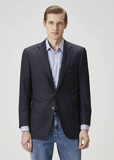 Navy Blue Wool Jacket