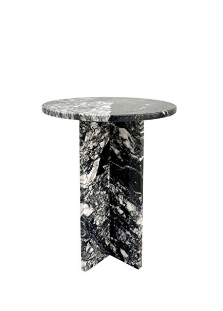 Black Cotton Gummy Black Marble Side Table