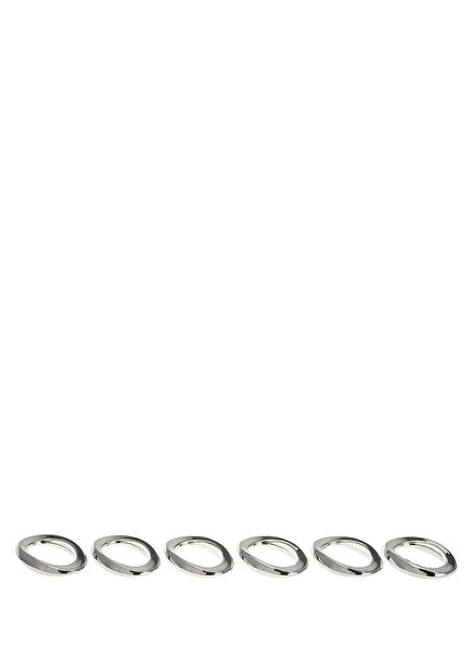 Silver 6-Piece Modern Napkin Ring Set