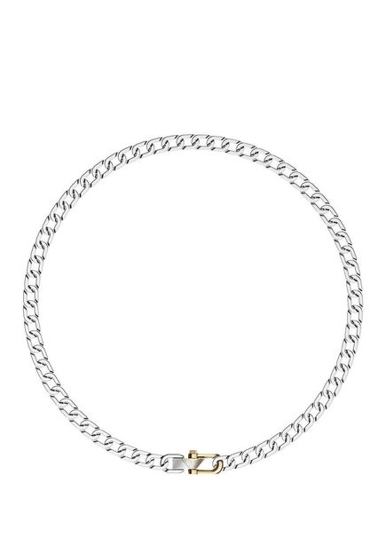 AJEGS3372-040 Gold Color Metallic Grey Steel Men's Necklace