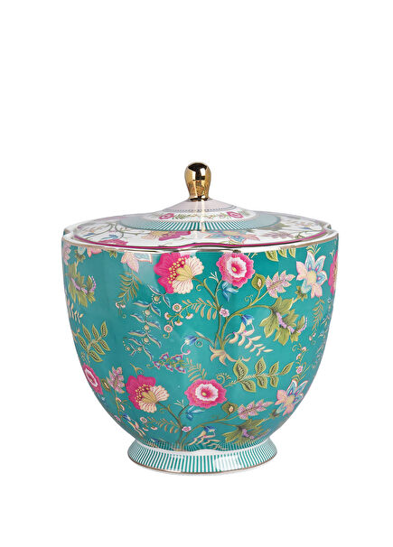 Florine Renkli Desenli Bone Porselen Büyük Boy Kavanoz