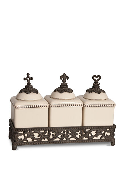 Acanthus Triple Ceramic Spice Jar Set