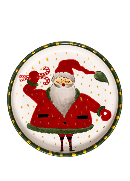 Xmas Santa Claus With Candy Christmas Themed Ceramic Mini 10 Plate Set