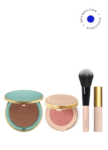 Beauty Blush 04 Bright Coral + Poudre De Beauté Éclat Soleil 4 Tan + Gucci Brush & Mini Mascara Makeup Set