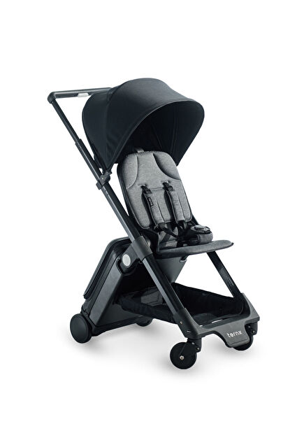 Black Carry On Suitcase and Cabin Size Baby Stroller