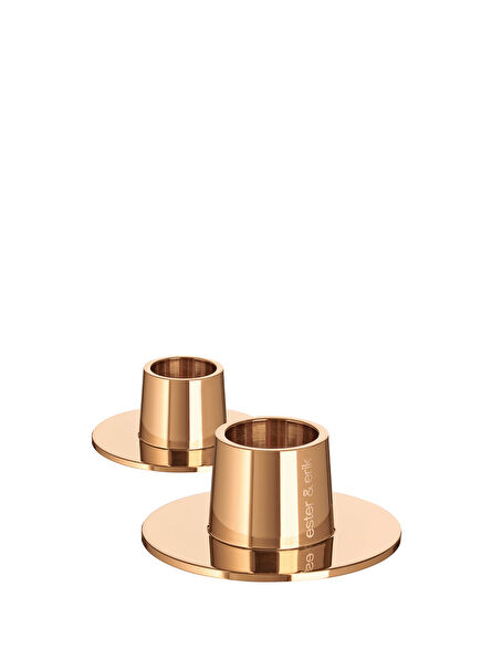 Bright Rose Gold Metal 2-Pack Candle Holder