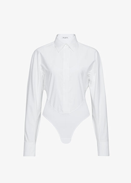 Beyaz Poplin Gömlek Body