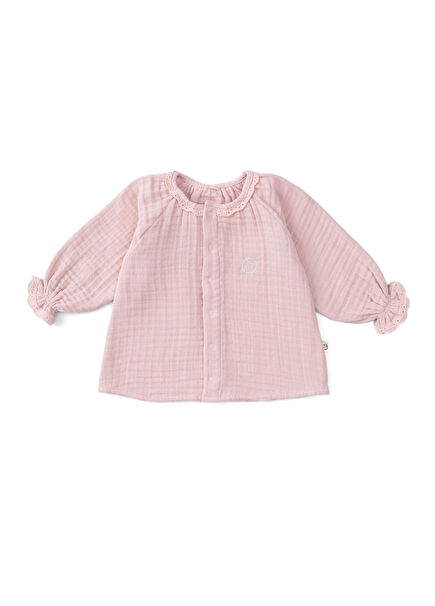 Pink Organic Cotton Muslin Brodeli Unisex Baby Shirt